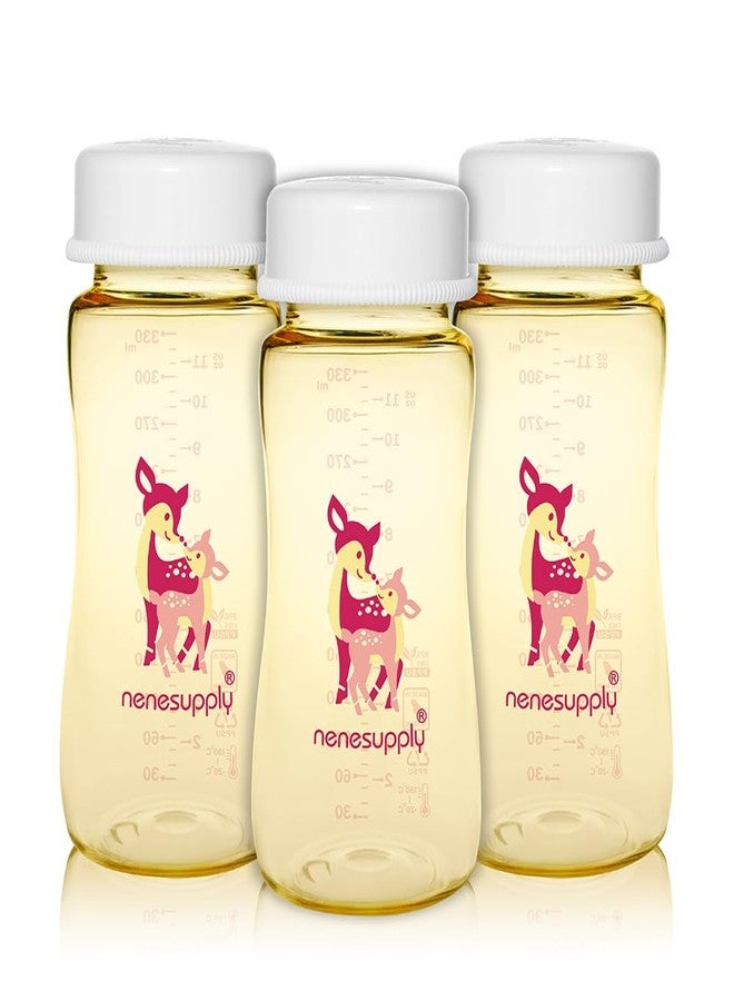 نينس سابلاي زجاجات تخزين حليب الثدي من نينيسبلاي، سعة 330 مل (11 أونصة)، 3 قطع، ذات فوهة واسعة مصنوعة من مادة البولي بروبيلين سوربات (PPSU). تُستخدم مع مضخات الثدي سبيكترا S1 وS2. بديل لزجاجات سبيكترا. غطاء قطعة واحدة لتجميع حليب الثدي. - Image 1